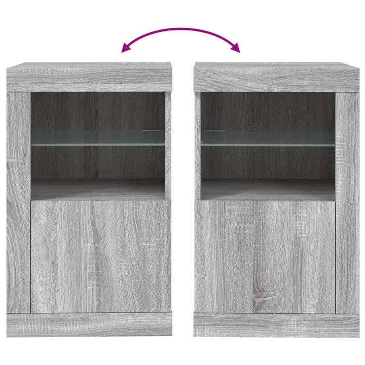 Dulap Lateral Cu Lumini Led, Gri Sonoma, Lemn Prelucrat