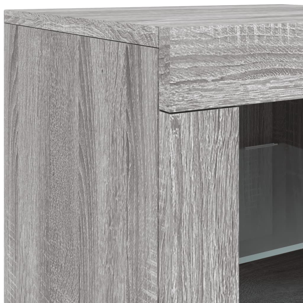 Dulap Lateral Cu Lumini Led, Gri Sonoma, Lemn Prelucrat