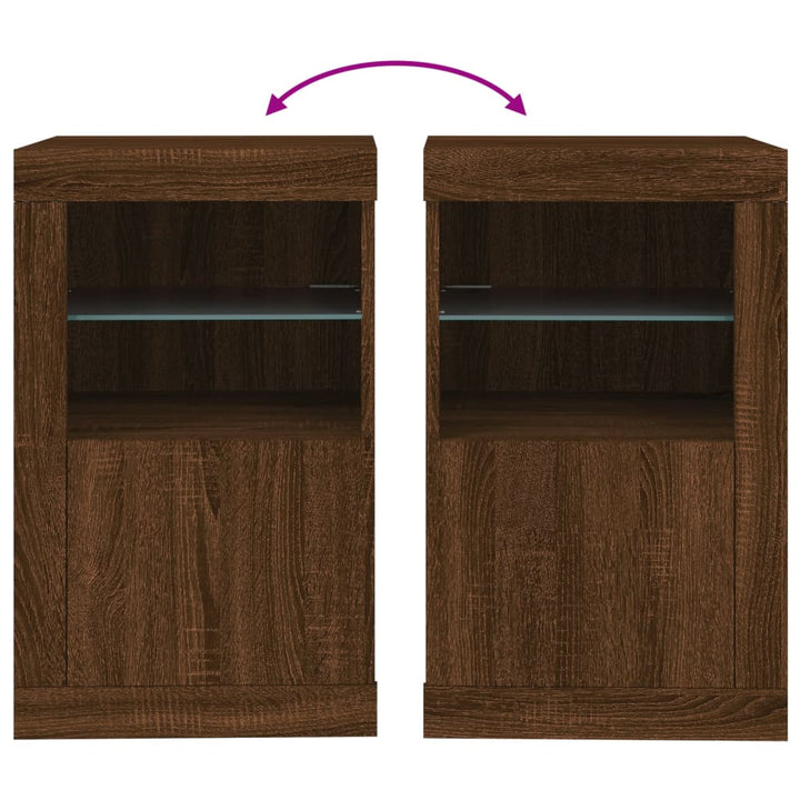 Dulap Lateral Cu Lumini Led, Stejar Maro, Lemn Prelucrat