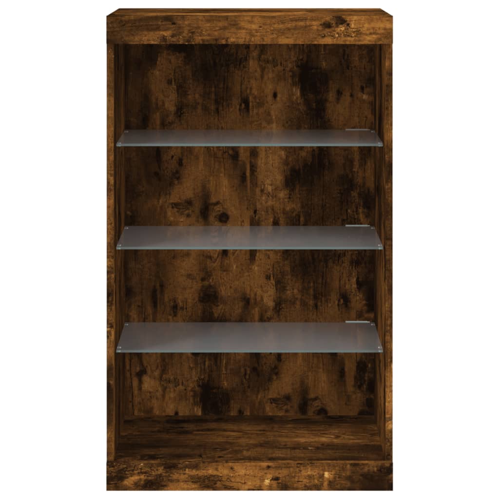 Servantă Cu Lumini Led, Stejar Fumuriu, 60,5X37X100 Cm