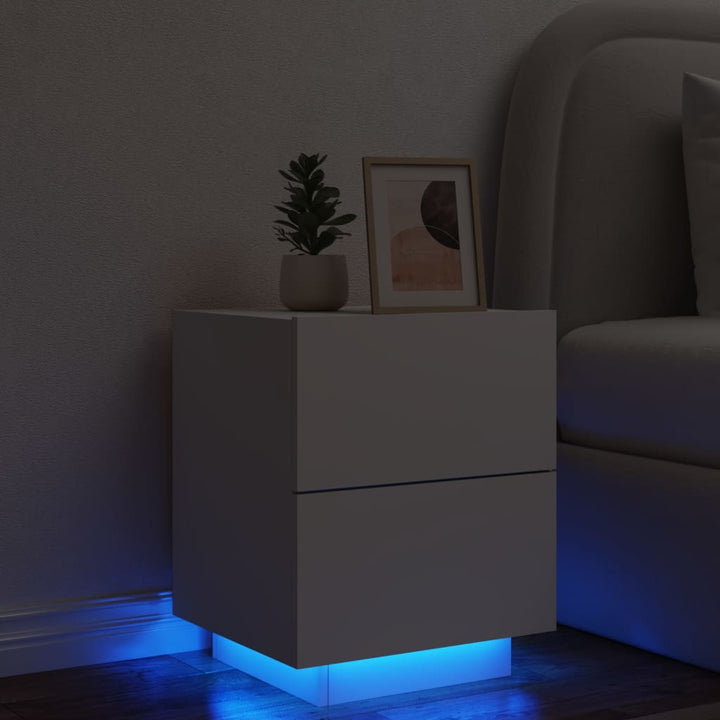 Noptieră Cu Lumini Led, , Lemn Prelucrat