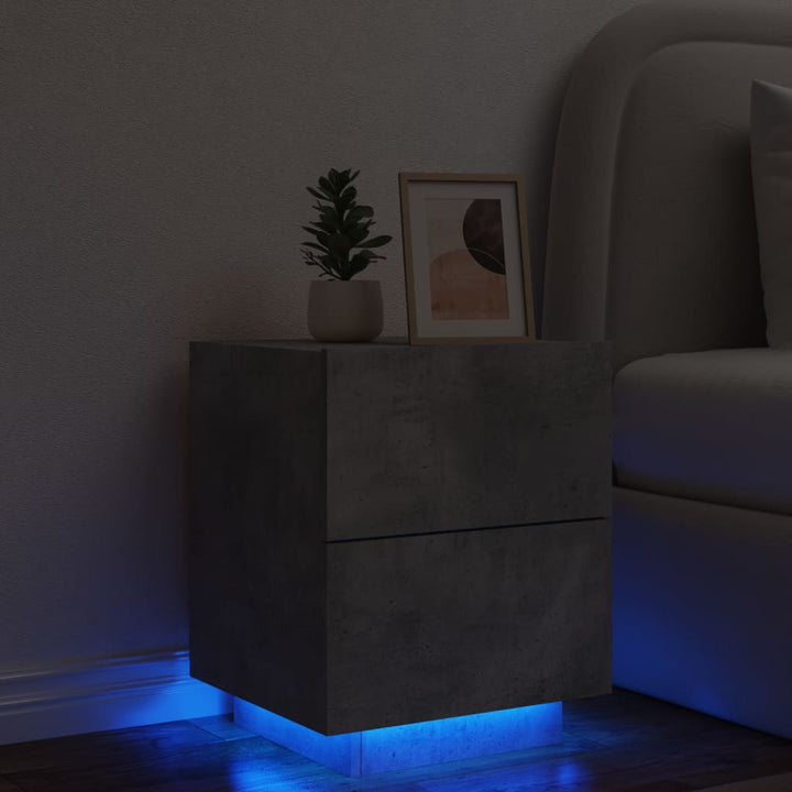 Noptieră Cu Lumini Led, , Lemn Prelucrat