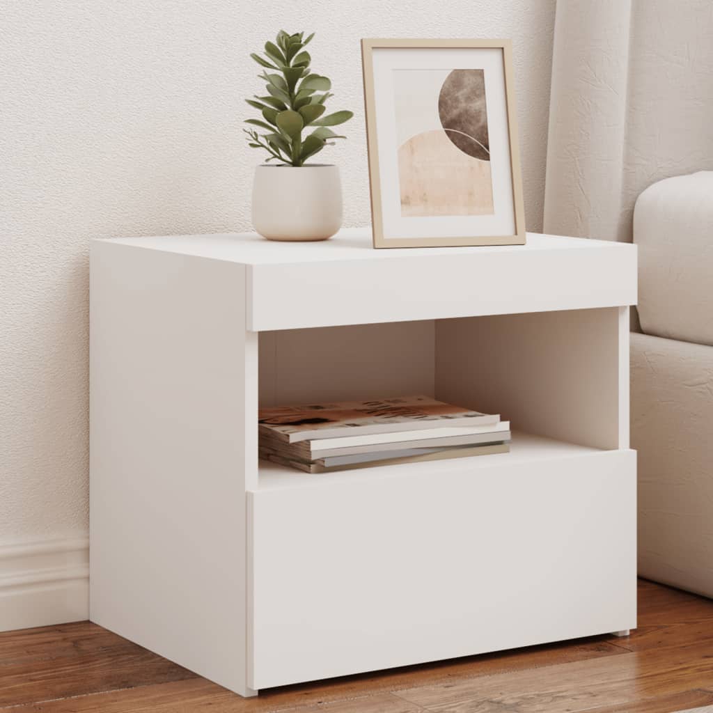 Noptiere Cu Lumini Led, 2 Buc., , 50X40X45 Cm