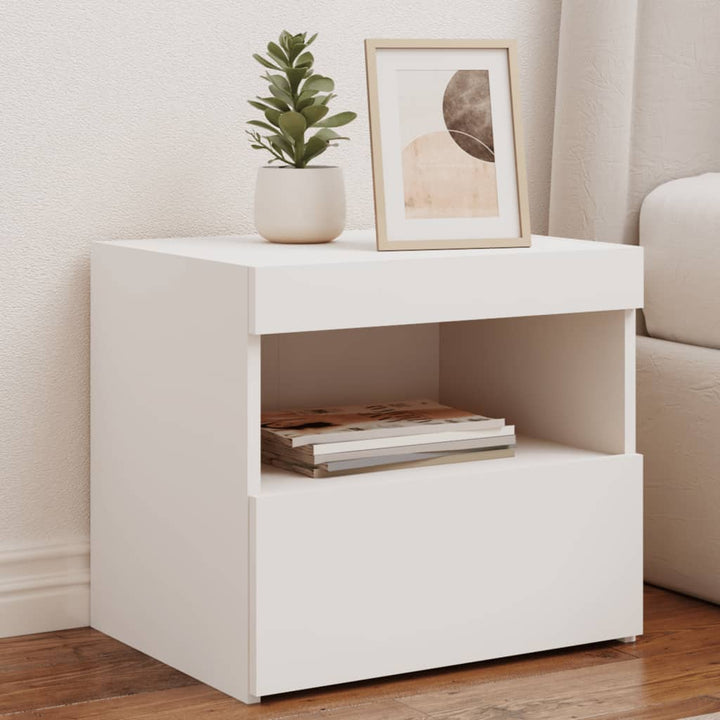 Noptiere Cu Lumini Led, 2 Buc., , 50X40X45 Cm