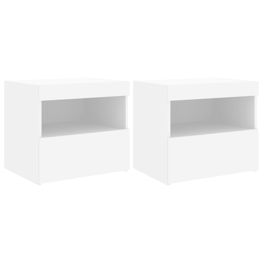 Noptiere Cu Lumini Led, 2 Buc., , 50X40X45 Cm