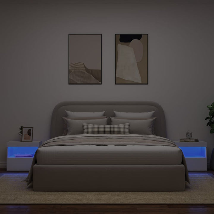 Noptiere Cu Lumini Led, 2 Buc., , 50X40X45 Cm