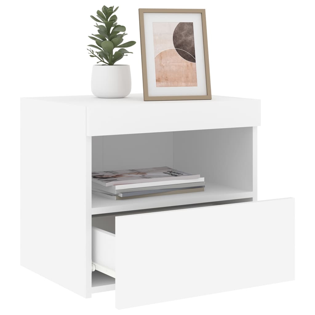 Noptiere Cu Lumini Led, 2 Buc., , 50X40X45 Cm