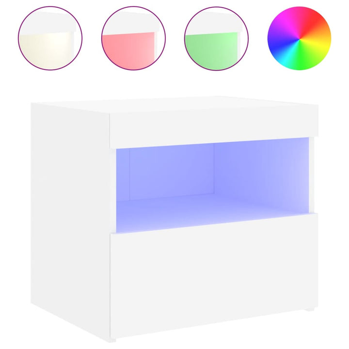 Noptiere Cu Lumini Led, 2 Buc., , 50X40X45 Cm