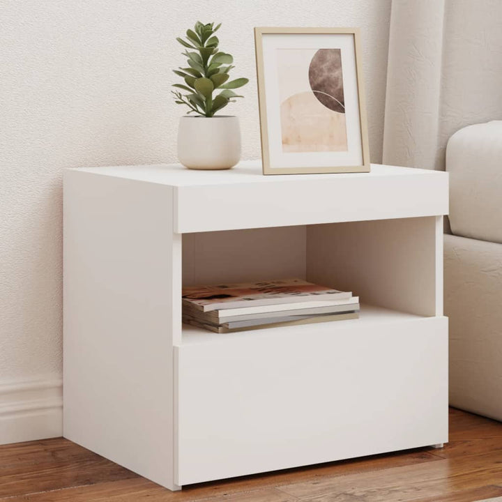 Noptiere Cu Lumini Led, 2 Buc., , 50X40X45 Cm