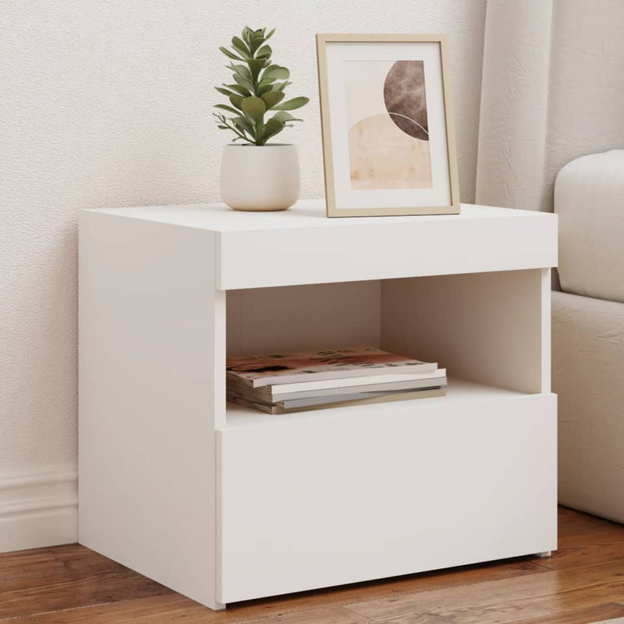 Noptiere Cu Lumini Led, 2 Buc., , 50X40X45 Cm