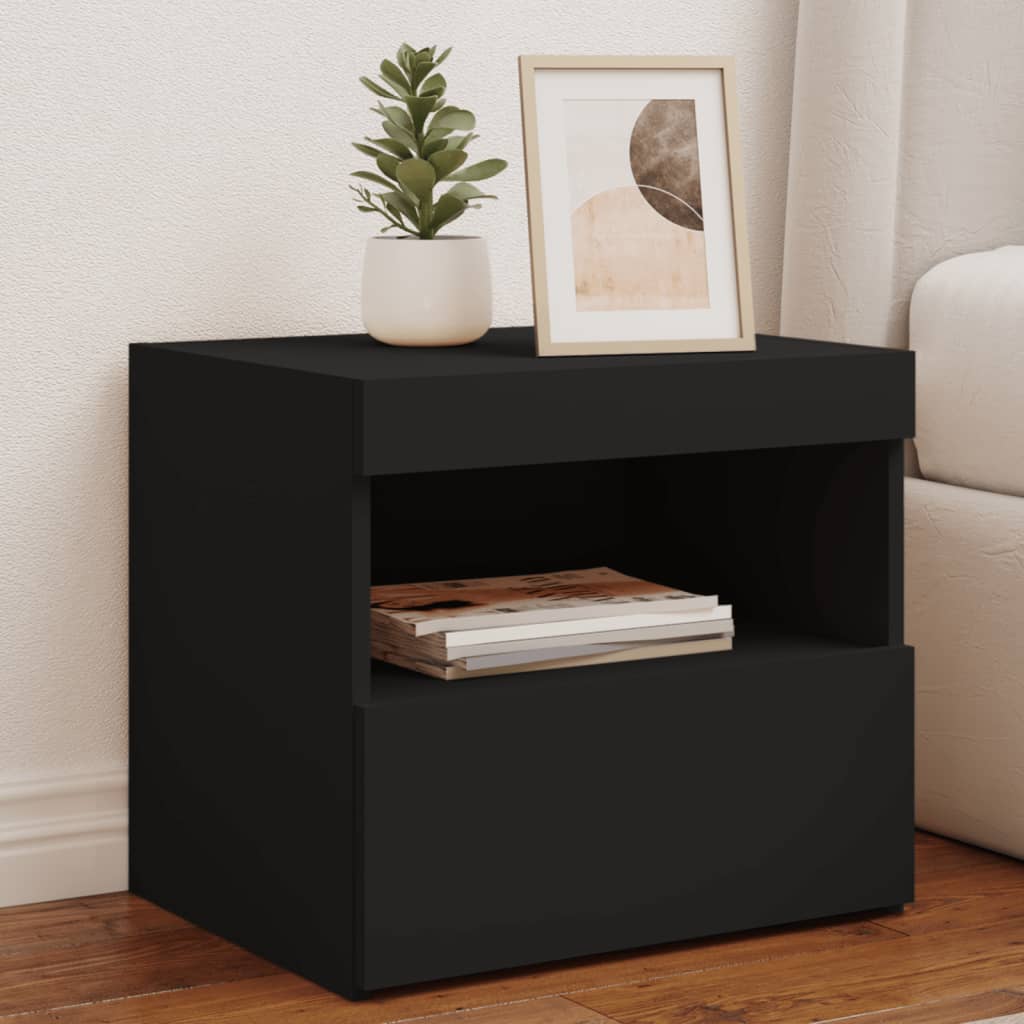 Noptiere Cu Lumini Led, 2 Buc., , 50X40X45 Cm