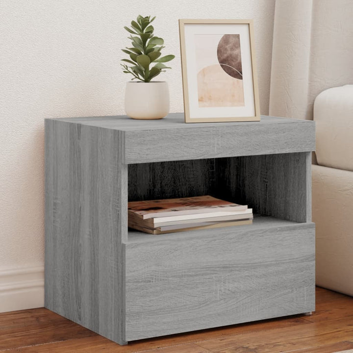 Noptiere Cu Lumini Led, 2 Buc., , 50X40X45 Cm