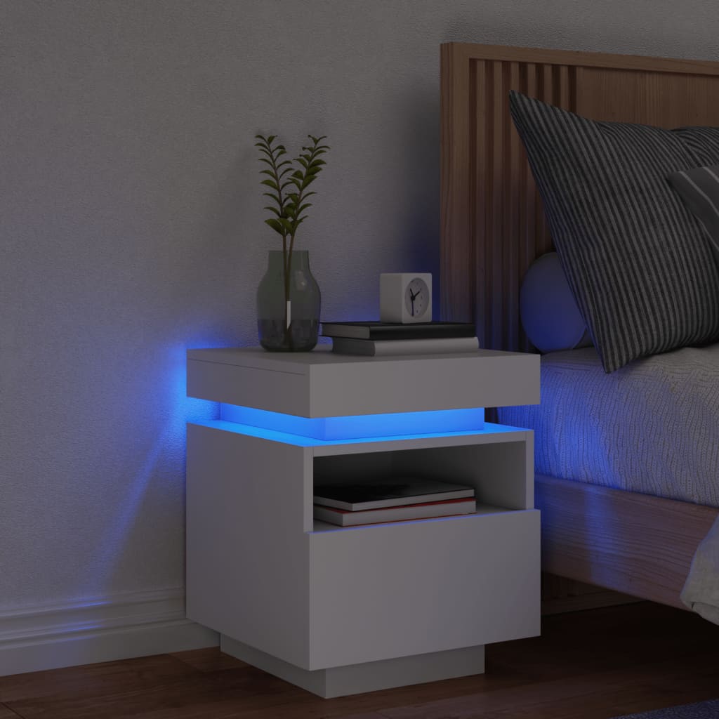 Noptieră Cu Lumini Led, Stejar Sonoma, 40X39X48,5 Cm