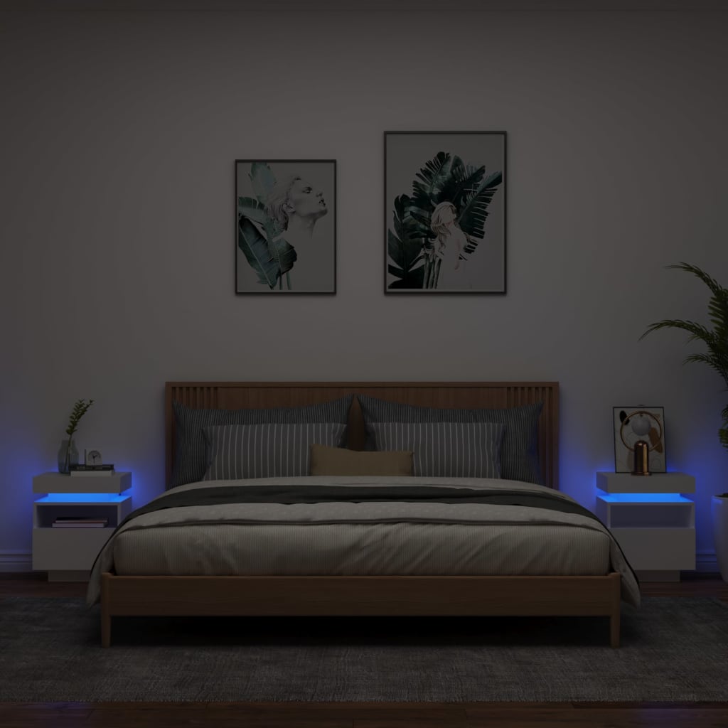 Noptieră Cu Lumini Led, Stejar Sonoma, 40X39X48,5 Cm