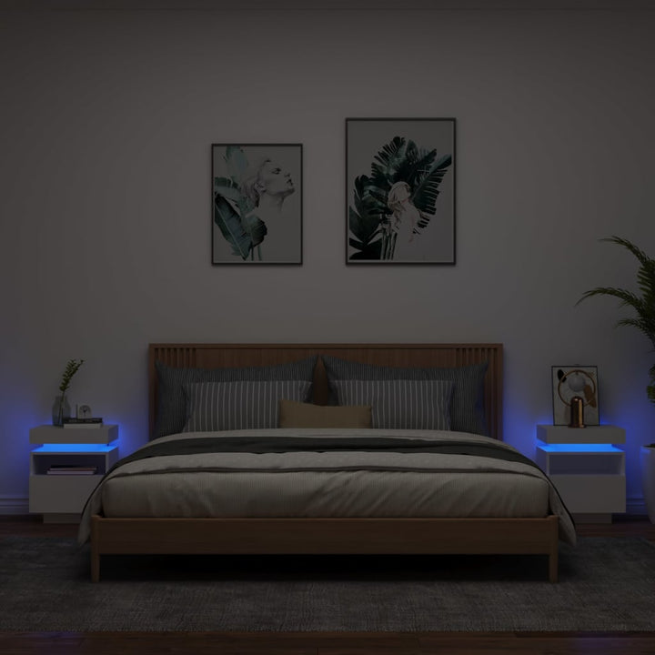 Noptieră Cu Lumini Led, Stejar Sonoma, 40X39X48,5 Cm