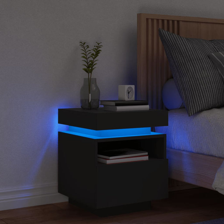 Noptieră Cu Lumini Led, Stejar Sonoma, 40X39X48,5 Cm