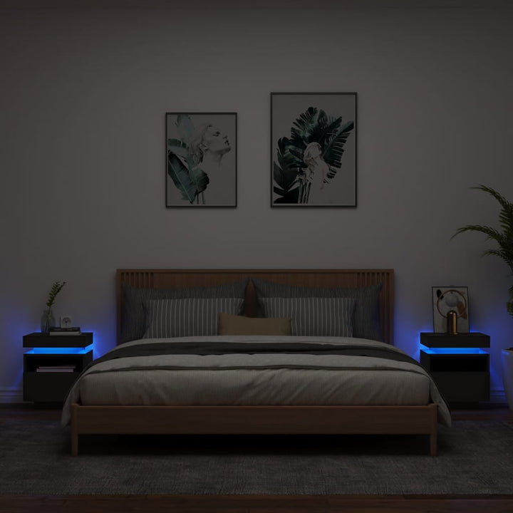 Noptieră Cu Lumini Led, Stejar Sonoma, 40X39X48,5 Cm