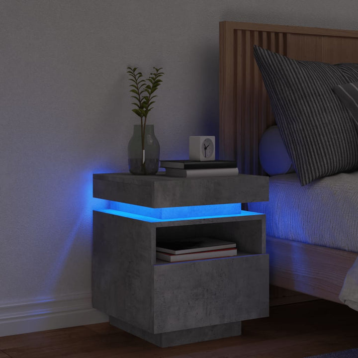 Noptieră Cu Lumini Led, Stejar Sonoma, 40X39X48,5 Cm