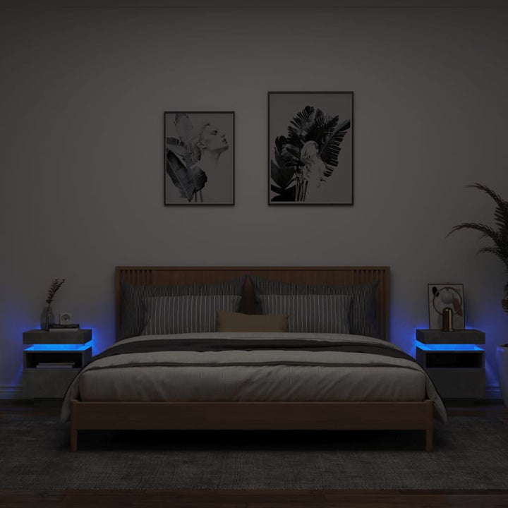 Noptieră Cu Lumini Led, Stejar Sonoma, 40X39X48,5 Cm