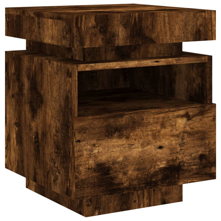 Noptieră Cu Lumini Led, Stejar Sonoma, 40X39X48,5 Cm