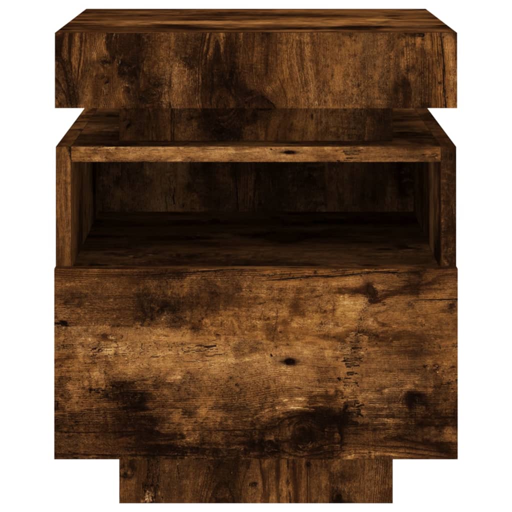 Noptieră Cu Lumini Led, Stejar Sonoma, 40X39X48,5 Cm