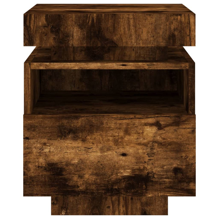 Noptieră Cu Lumini Led, Stejar Sonoma, 40X39X48,5 Cm
