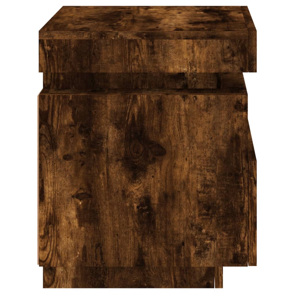 Noptieră Cu Lumini Led, Stejar Sonoma, 40X39X48,5 Cm
