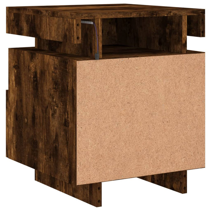 Noptieră Cu Lumini Led, Stejar Sonoma, 40X39X48,5 Cm