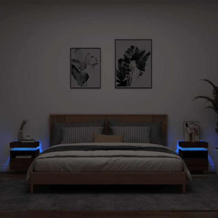 Noptieră Cu Lumini Led, Stejar Sonoma, 40X39X48,5 Cm