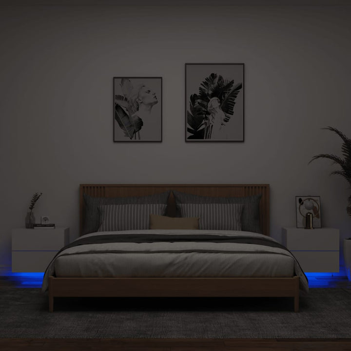 Noptieră Montată Pe Perete Cu Lumini Led,