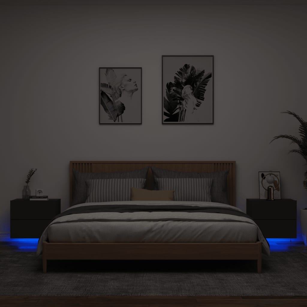 Noptieră Montată Pe Perete Cu Lumini Led,