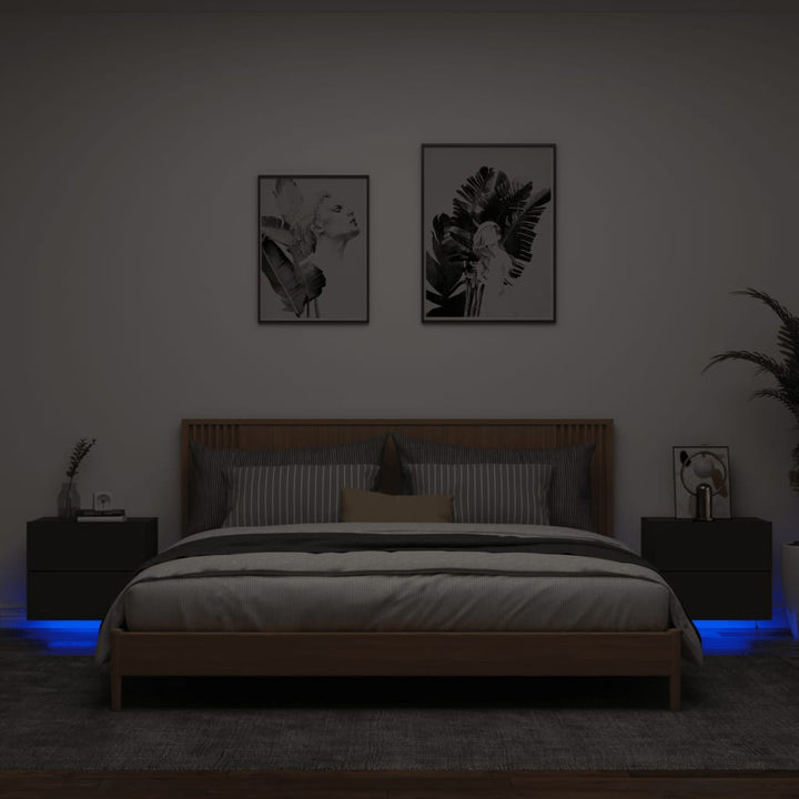 Noptieră Montată Pe Perete Cu Lumini Led,