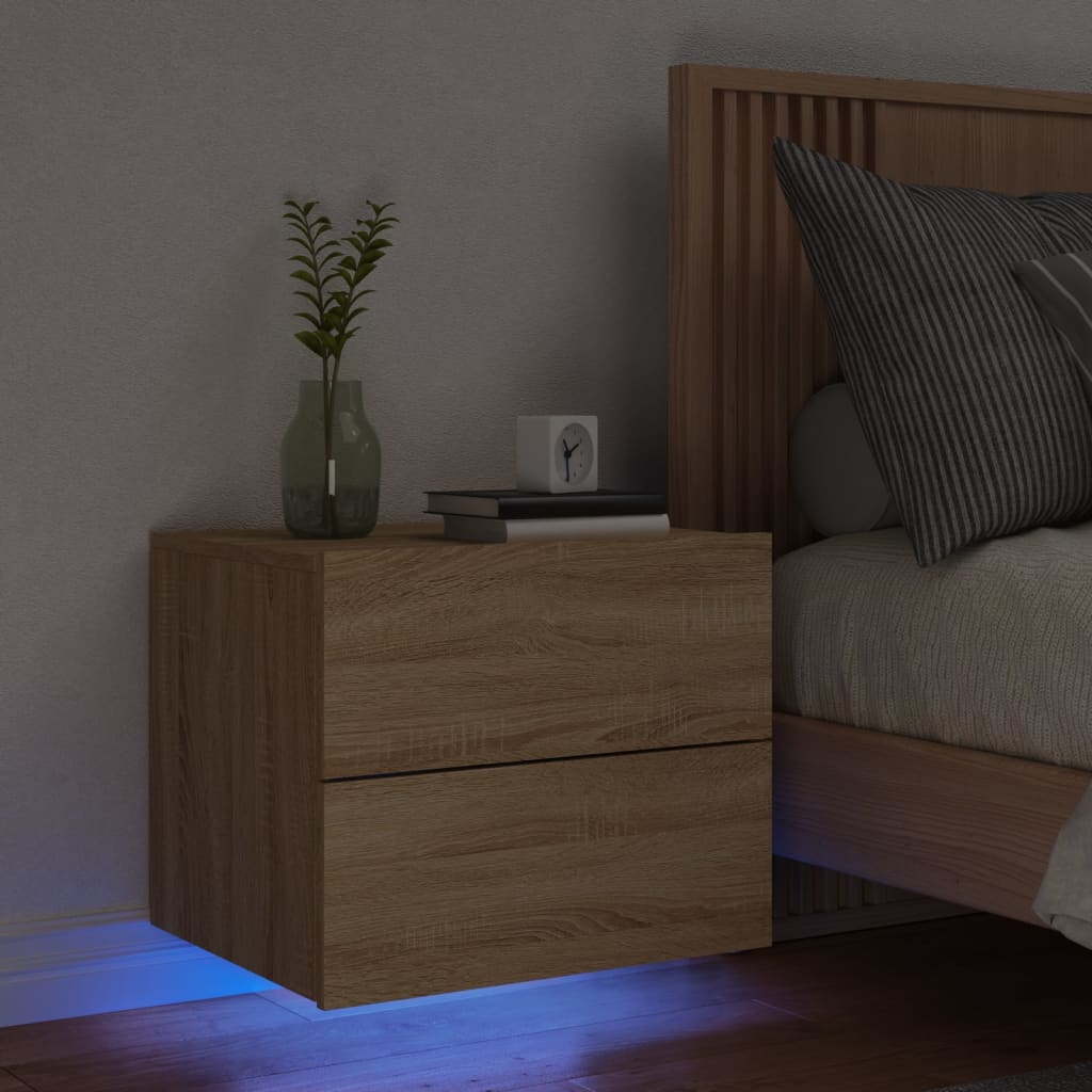 Noptieră Montată Pe Perete Cu Lumini Led,