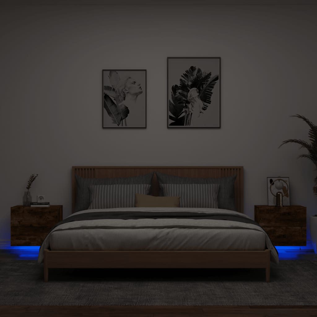 Noptieră Montată Pe Perete Cu Lumini Led,