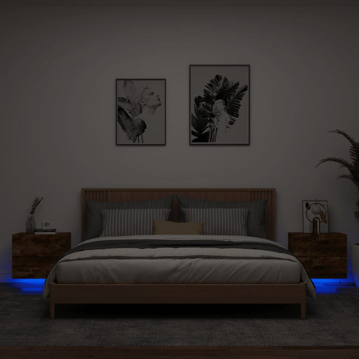 Noptieră Montată Pe Perete Cu Lumini Led,