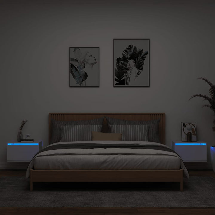 Noptieră Montată Pe Perete Cu Lumini Led,