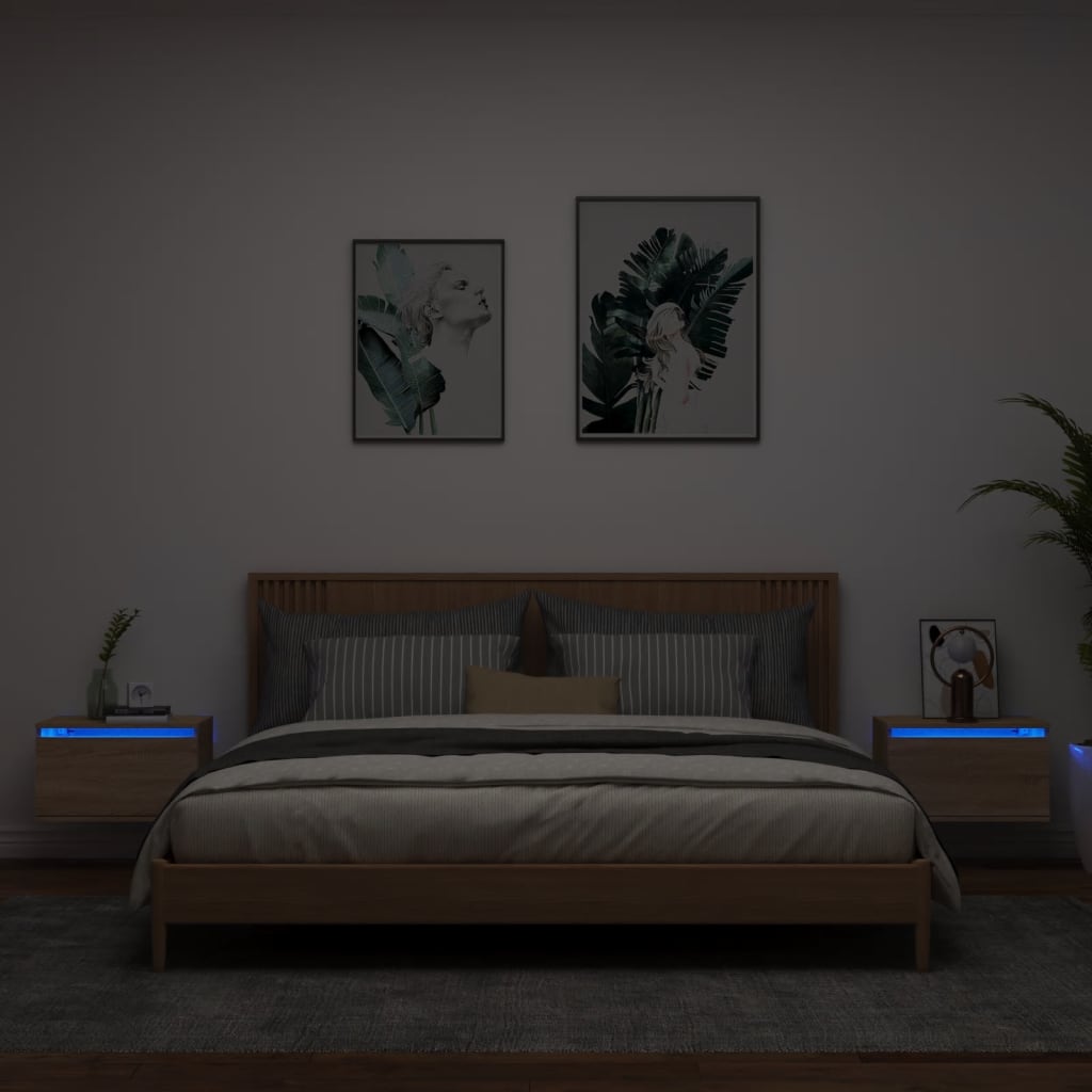 Noptieră Montată Pe Perete Cu Lumini Led,