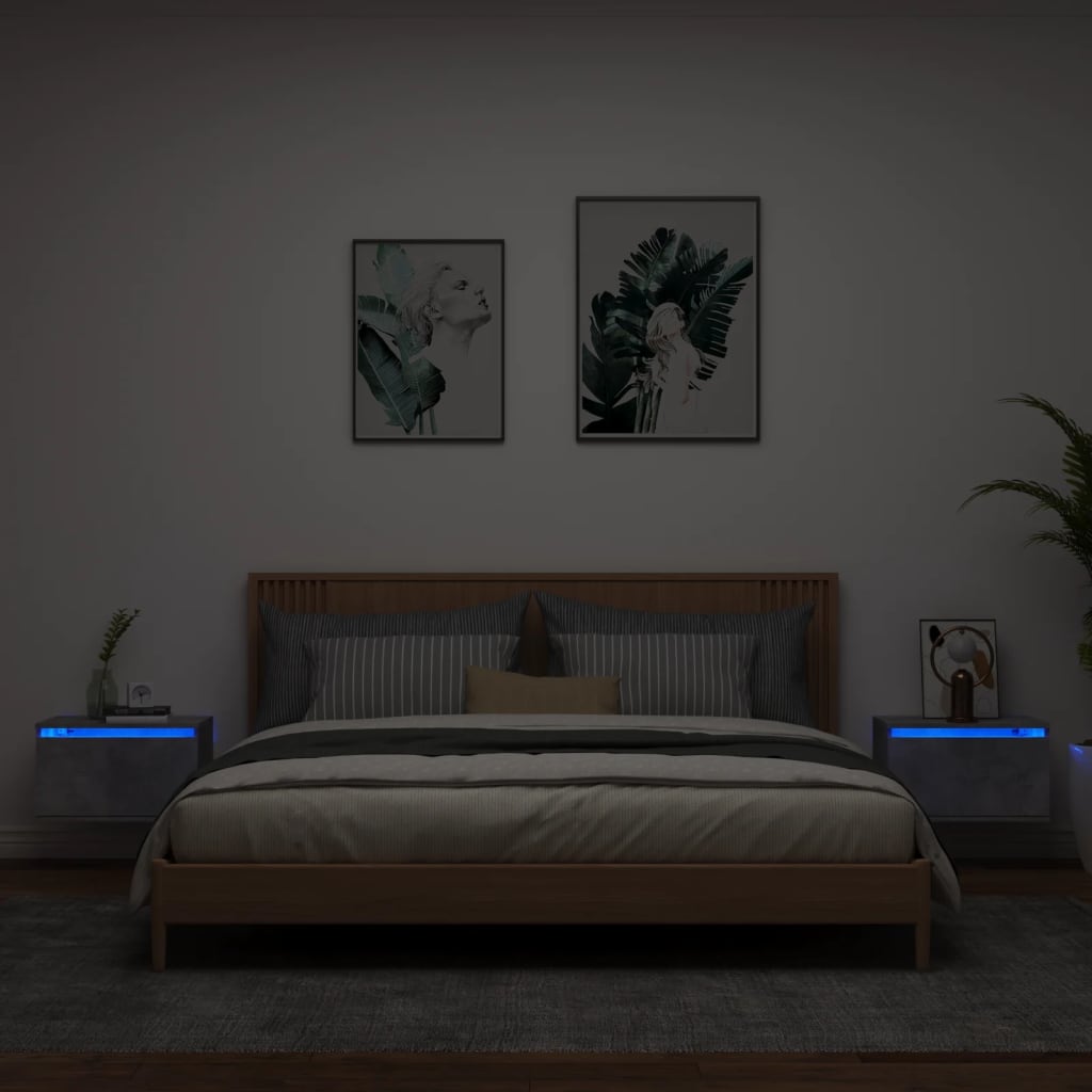 Noptieră Montată Pe Perete Cu Lumini Led,