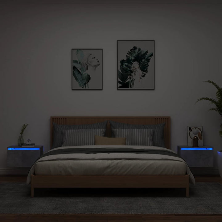 Noptieră Montată Pe Perete Cu Lumini Led,