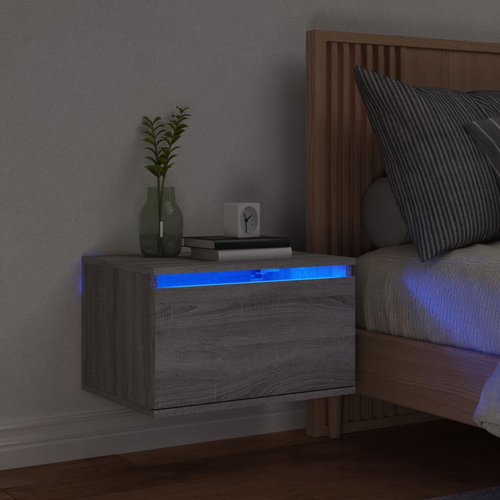 Noptieră Montată Pe Perete Cu Lumini Led,