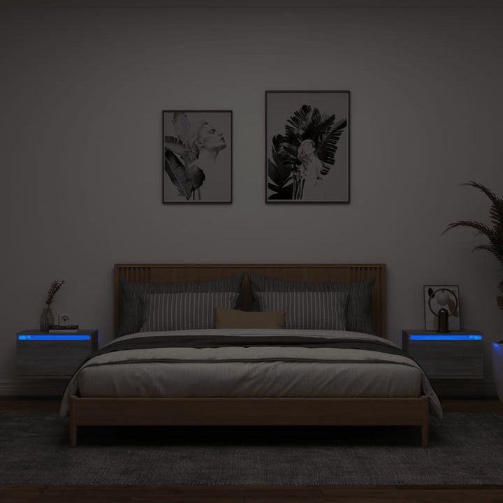 Noptieră Montată Pe Perete Cu Lumini Led,