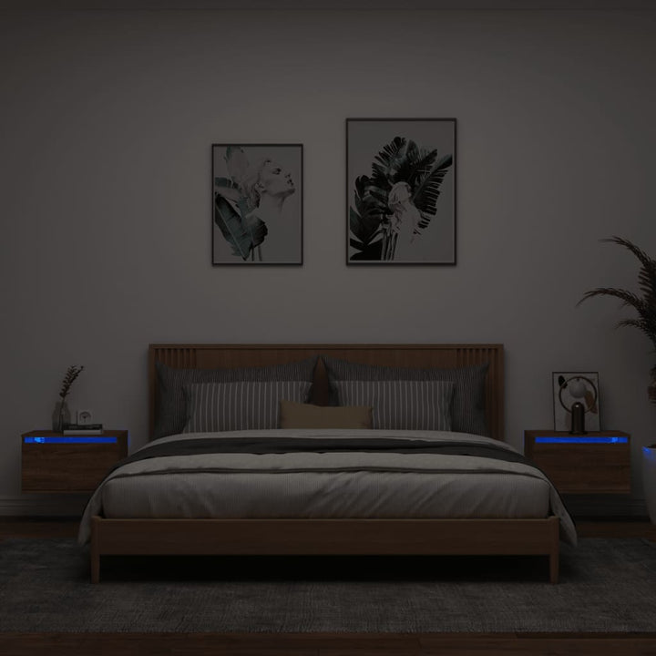 Noptieră Montată Pe Perete Cu Lumini Led,