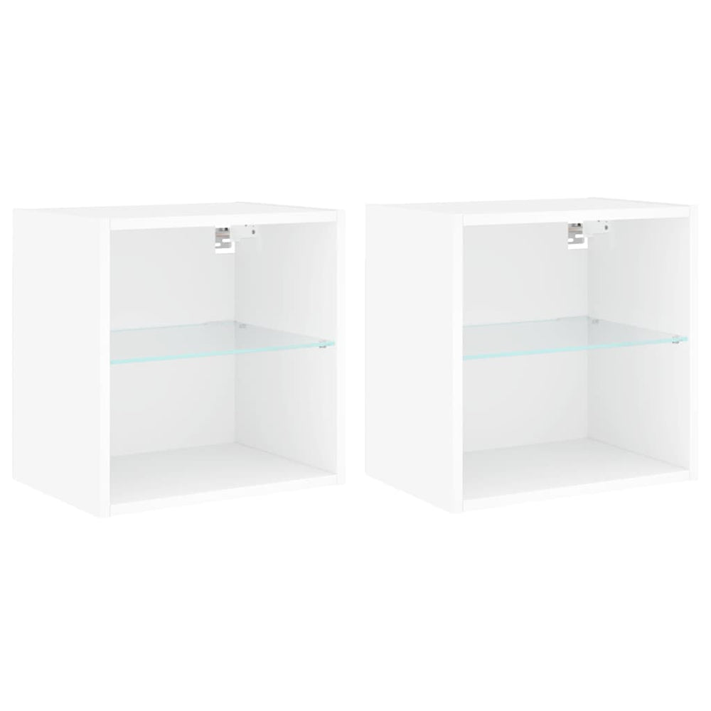 Noptiere Cu Lumini Led Montate Pe Perete, 2 Buc.,