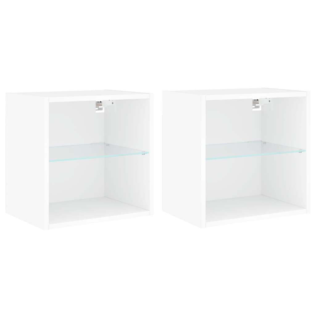 Noptiere Cu Lumini Led Montate Pe Perete, 2 Buc.,