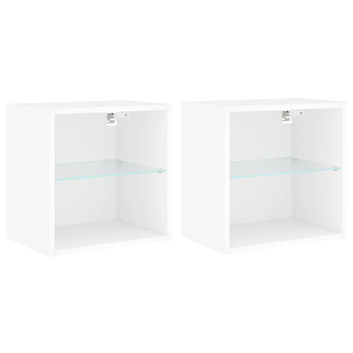 Noptiere Cu Lumini Led Montate Pe Perete, 2 Buc.,