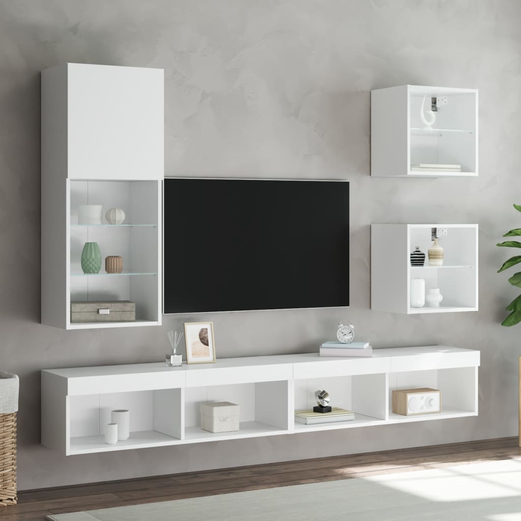 Noptiere Cu Lumini Led Montate Pe Perete, 2 Buc.,