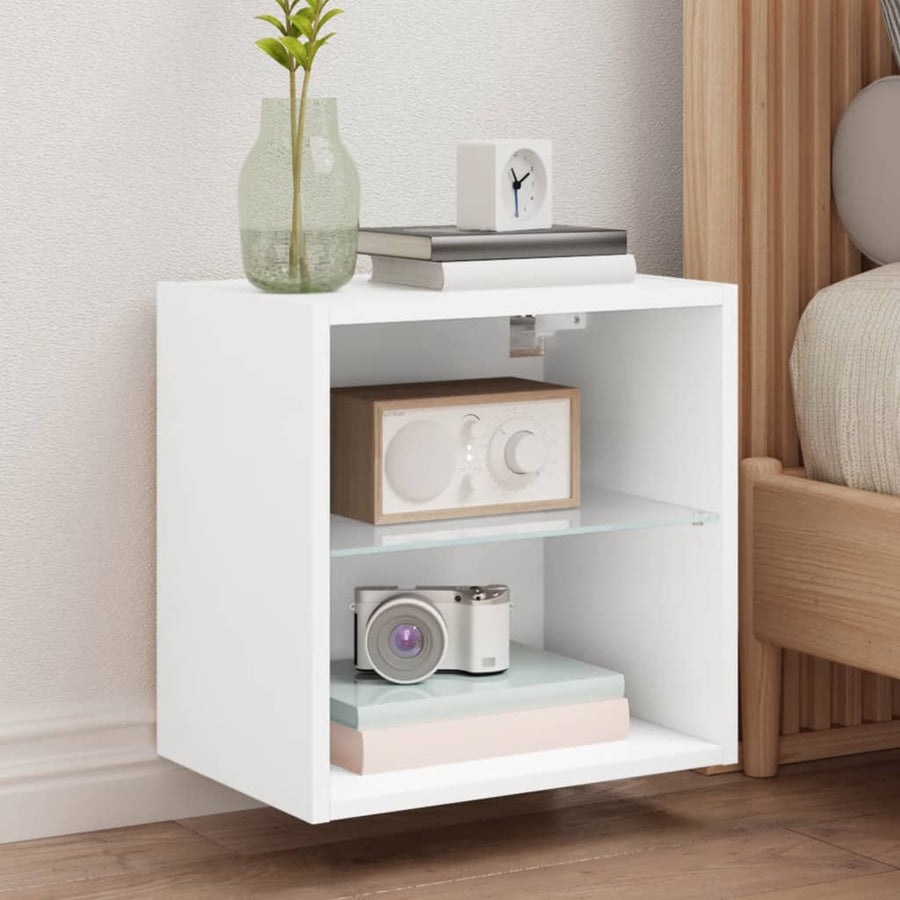 Noptiere Cu Lumini Led Montate Pe Perete, 2 Buc.,