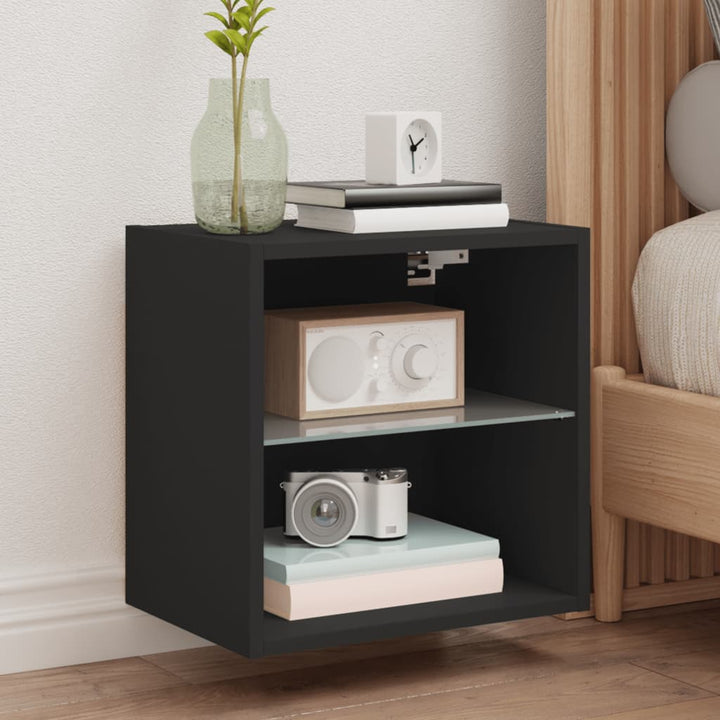 Noptiere Cu Lumini Led Montate Pe Perete, 2 Buc.,