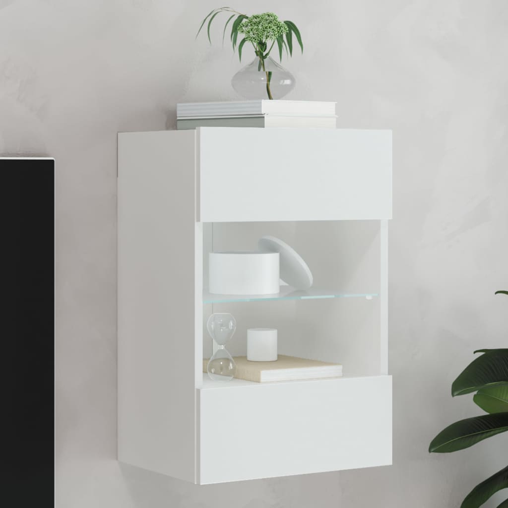 Comode Tv De Perete Cu Lumini Led 2 Buc. 40X30X60,5Cm