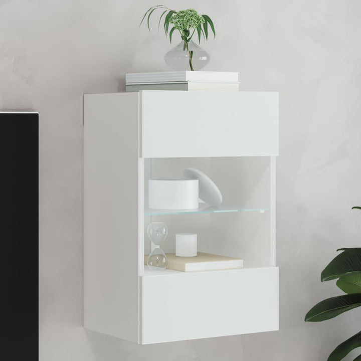 Comode Tv De Perete Cu Lumini Led 2 Buc. 40X30X60,5Cm